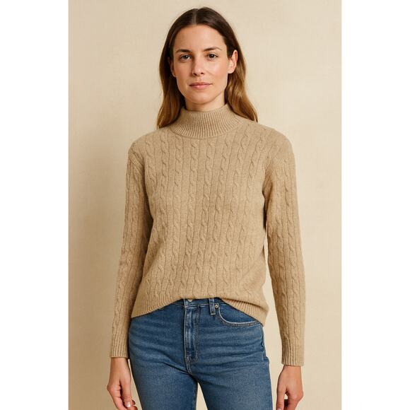 J. Crew Factory Cable-Knit Mockneck Sweater in Extra-Soft Yarn – Size S - Picture 3 of 5
